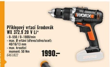 Příklepový vrtací šroubovák WX 372.9 20 V