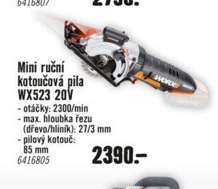 Mini ruční kotoučová pila WX523 20V