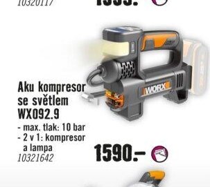 Aku kompresor se světlem WX092.9