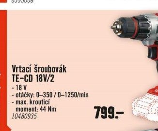 Vrtací šroubovák TE-CD 18V/2