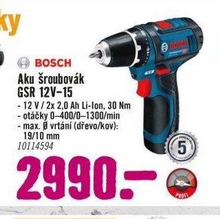BOSCH Aku šroubovák GSR 12V-15