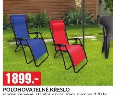POLOHOVATELNÉ KŘESLO modré, červené, stabilní, s polštářem, nosnost 120 kg