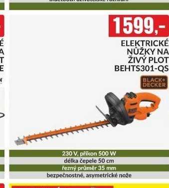 Elektrické nůžky na živý plot Black+Decker BEHTS301-QS