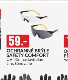 OCHRANNÉ BRÝLE SAFETY COMFORT UV filtr, nastavitelné čiré, tónované