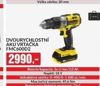 DVOURYCHLOSTNÍ AKU VRTAČKA FMC600D2