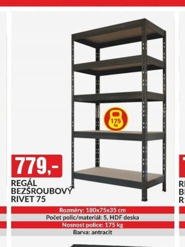 REGÁL BEZŠROUBOVÝ RIVET 75