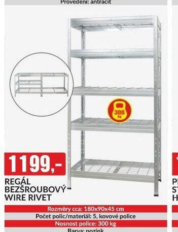 REGÁL BEZŠROUBOVÝ WIRE RIVET