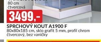 SPRCHOVÝ KOUT A1900 F 80x80x185 cm, sklo grafit 5 mm, profil chrom čtvercový, bez vaničky