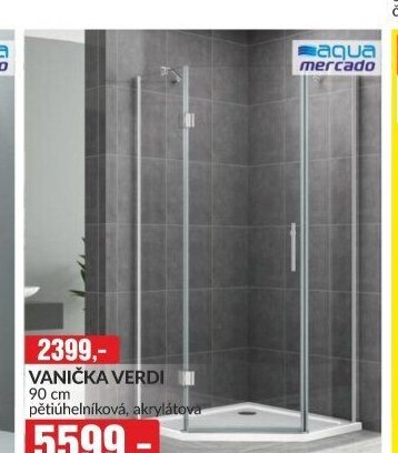 VANIČKA VERDI 90 cm pětiúhelníková, akrylátová