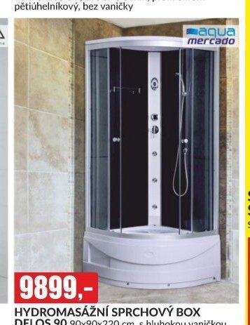 HYDROMASÁŽNÍ SPRCHOVÝ BOX DELOS 90 90x90x220 cm, s hlubokou vaničkou