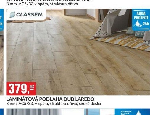 LAMINÁTOVA PODLAHA DUB LAREDO 8 mm, AC5/33, v-spára, struktura dřeva, široká deska