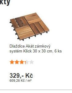 Dlaždice Akát zámkový systém Klick 30 x 30 cm, 6 ks