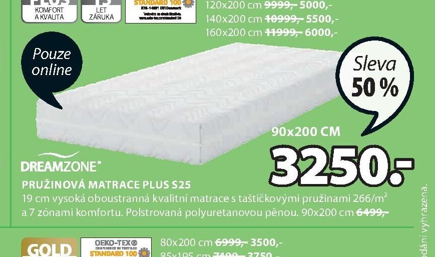 Pružinová matrace PLUS S25