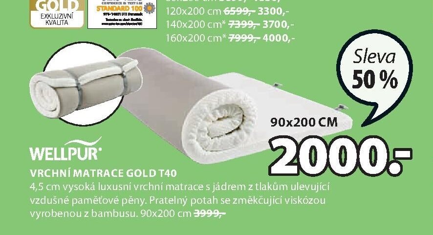 Vrchní matrace GOLD T40