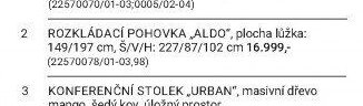 ROZKLÁDACÍ POHOVKA „ALDO“, plocha lůžka: 149/197 cm, Š/V/H: 227/87/102 cm