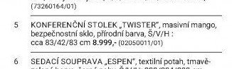 KONFERENČNÍ STOLEK „TWISTER“, masivní mango, bezpečnostní sklo, přírodní barva, Š/V/H: cca 83/42/83 cm