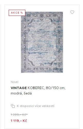 Novel VINTAGE KOBEREC, 80/150 cm, modrá, šedá