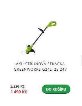 Aku strunová sekačka Greenworks G24LT25 24V
