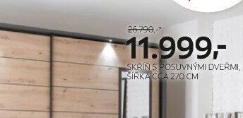 Skříň s posuvnými dveřmi, šířka cca 270 cm