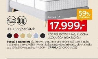 Postel boxspring, plocha lůžka cca 160x200 cm
