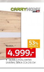 Skříň s posuvnými dveřmi, šířka cca 215 cm
