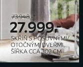 Skříň s posuvnými dveřmi, šířka cca 302 cm