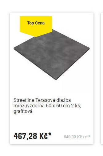 Streetline Terasová dlažba mrazuvzdorná 60 x 60 cm 2 ks, grafitová