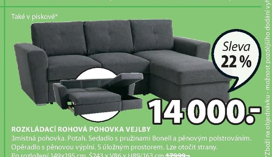 ROZKLÁDACÍ ROHOVÁ POHOVKA VEJLBY