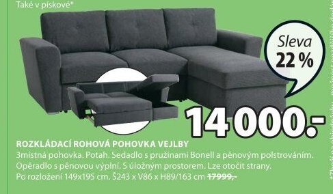 ROZKLÁDACÍ ROHOVÁ POHOVKA VEJLBY