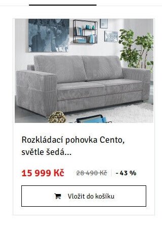 Rozkládací pohovka Cento, světle šedá...