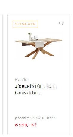 Hom'in JÍDELNÍ STŮL, akácie, barvy dubu