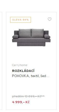 Carryhome ROZKLÁDACÍ POHOVKA, textil, šedá