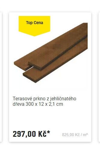 Terasové prkno z jehličnatého dřeva 300 x 12 x 2,1 cm
