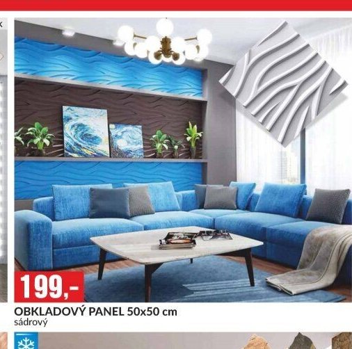 OBKLADOVÝ PANEL 50x50 cm sádrový