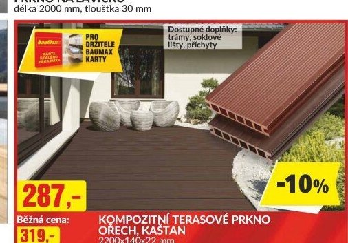 KOMPOZITNÍ TERASOVÉ PRKNO OŘECH, KAŠTAN