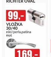 VLOŽKA 30/40 nikl/perla,patina mat