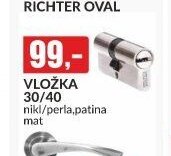 VLOŽKA 30/40 nikl/perla,patina mat