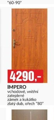 IMPERO vchodové, vnitřní zateplené zámek a kukátko zlatý dub, ořech 