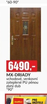 MX-DRIADY vchodové, venkovní zateplené PU pěnou zlatý dub 