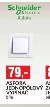 ASFORA JEDNOPÓLOVÝ VYPÍNAČ bílá