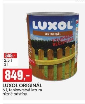 LUXOL ORIGINÁL 6 l, tenkovrstvá lazura různé odstíny
