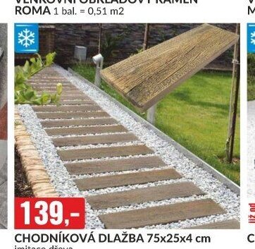 Chodníková dlažba 75x25x4 cm imitace dřeva