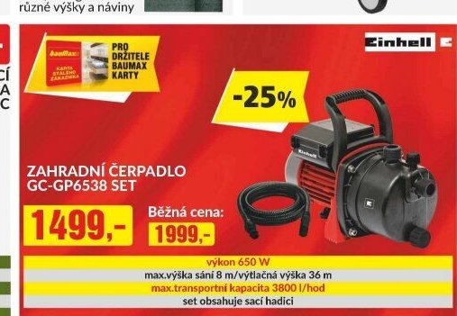 ZAHRADNÍ ČERPADLO GC-GP6538 SET