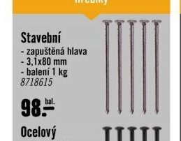Stavební hřebíky 3,1x80 mm