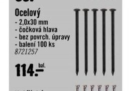 Ocelový hřebíky 2,0x30 mm