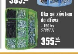 Oka se závitem do dřeva 190 ks