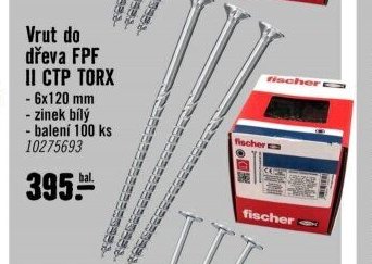 Vrut do dřeva FPF II CTP TORX 6x120 mm