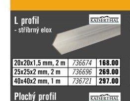 L profil stříbrný elox