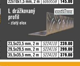 L drážkovaný profil zlatý elox