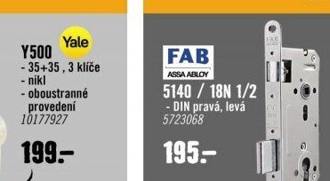 Yale Y500 35+35, 3 klíče